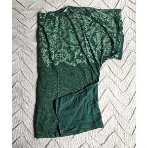 Language Anthropologie Boxy Green Print Shirt